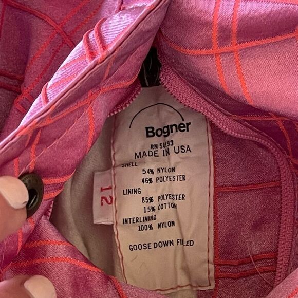 Vintage Bogner Pink Iridescent Goose Down Winter Ski Zip Up Puffer Jacket Sz 12 - Picture 13 of 16